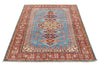 4x6 Blue and Red Kazak Tribal Rug