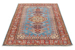 4x6 Blue and Red Kazak Tribal Rug