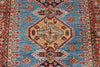 4x6 Blue and Red Kazak Tribal Rug