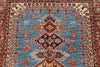 4x6 Blue and Red Kazak Tribal Rug