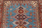 4x6 Blue and Red Kazak Tribal Rug