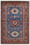 4x6 Blue and Red Kazak Tribal Rug