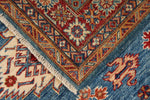 4x6 Blue and Red Kazak Tribal Rug