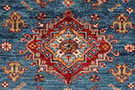 4x6 Blue and Red Kazak Tribal Rug