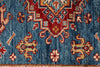 4x6 Blue and Red Kazak Tribal Rug