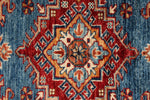 4x6 Blue and Red Kazak Tribal Rug