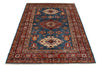 4x6 Blue and Red Kazak Tribal Rug