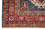 4x6 Blue and Red Kazak Tribal Rug