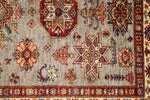 4x6 Gray and Ivory Kazak Tribal Rug