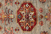 4x6 Gray and Ivory Kazak Tribal Rug
