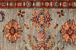 4x6 Gray and Ivory Kazak Tribal Rug