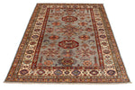 4x6 Gray and Ivory Kazak Tribal Rug