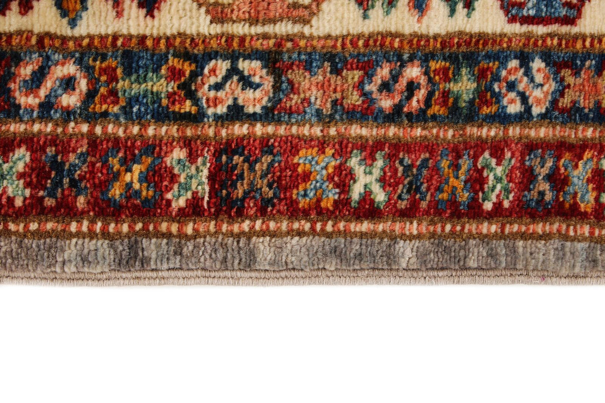 4x6 Gray and Ivory Kazak Tribal Rug