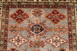 4x6 Gray and Ivory Kazak Tribal Rug