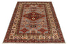 4x6 Gray and Ivory Kazak Tribal Rug