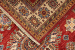 4x5 Red and Ivory Kazak Tribal Rug