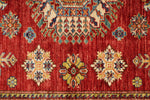 4x5 Red and Ivory Kazak Tribal Rug