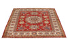 4x5 Red and Ivory Kazak Tribal Rug