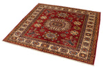 4x5 Red and Ivory Kazak Tribal Rug