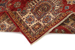 4x5 Red and Ivory Kazak Tribal Rug