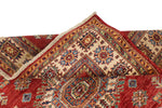 4x5 Red and Ivory Kazak Tribal Rug