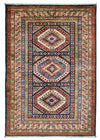 3x5 Navy and Ivory Kazak Tribal Rug