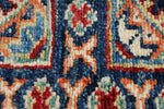 3x5 Navy and Ivory Kazak Tribal Rug