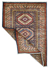 3x5 Navy and Ivory Kazak Tribal Rug