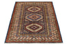 3x5 Navy and Ivory Kazak Tribal Rug