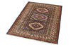 3x5 Navy and Ivory Kazak Tribal Rug