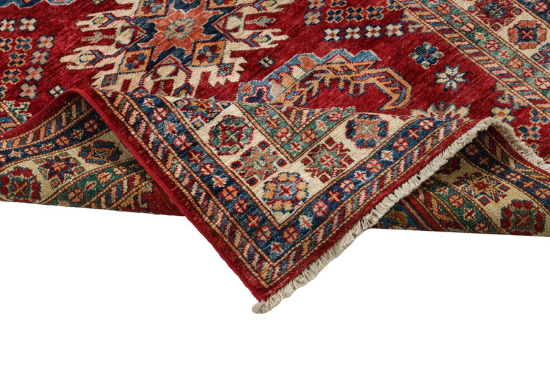 3x5 Red and Ivory Kazak Tribal Rug