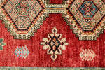 3x5 Red and Ivory Kazak Tribal Rug