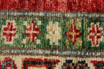 3x5 Red and Ivory Kazak Tribal Rug