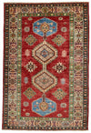 3x5 Red and Ivory Kazak Tribal Rug