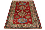 3x5 Red and Ivory Kazak Tribal Rug