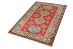 3x5 Red and Ivory Kazak Tribal Rug