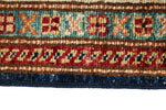 3x5 Navy and Ivory Kazak Tribal Rug