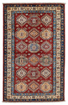 3x5 Red and Ivory Kazak Tribal Rug