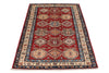 3x5 Red and Ivory Kazak Tribal Rug