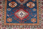 3x5 Navy and Ivory Kazak Tribal Rug