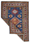 3x5 Navy and Ivory Kazak Tribal Rug