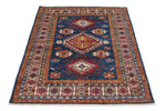 3x5 Navy and Ivory Kazak Tribal Rug