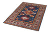 3x5 Navy and Ivory Kazak Tribal Rug