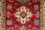 3x5 Red and Ivory Kazak Tribal Rug