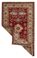 3x5 Red and Ivory Kazak Tribal Rug