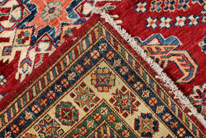 3x5 Red and Ivory Kazak Tribal Rug