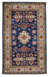 3x5 Navy and Ivory Kazak Tribal Rug