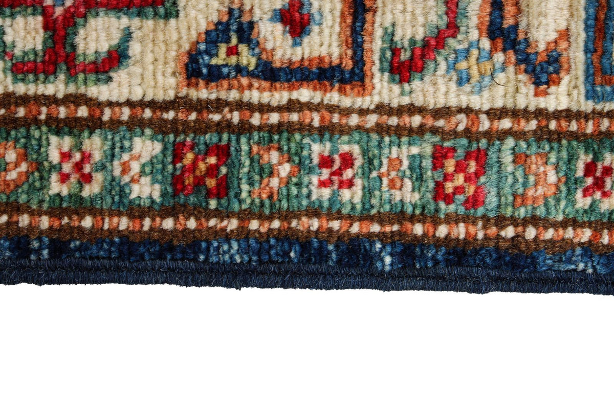 3x5 Navy and Ivory Kazak Tribal Rug