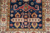 3x5 Navy and Ivory Kazak Tribal Rug