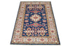 3x5 Navy and Ivory Kazak Tribal Rug